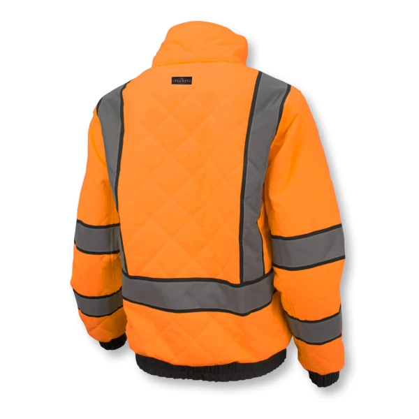 Women's Class 3 Quilted Bomber Jacket - Green/ Orange #SJ930-3-Logo (Logo Included) - Image 13