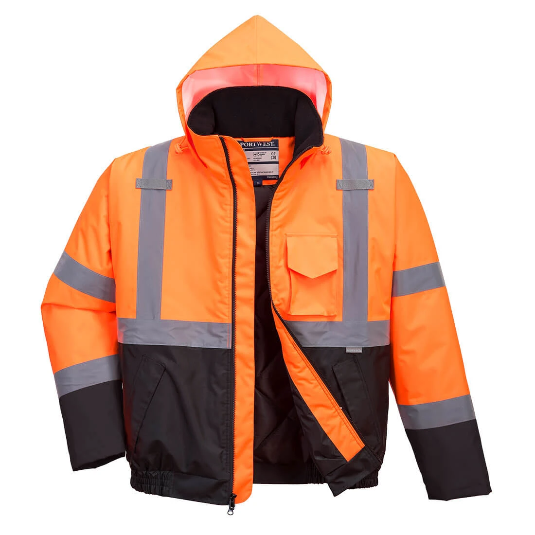 Hi-Vis Two-Tone Bomber Jacket Orange/Black - #US363OBR