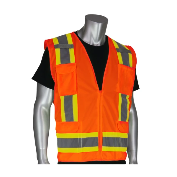 ANSI Type R Class 2 Two-Tone Eleven Pocket Surveyors Vest with Solid Front and Mesh Back, 1 EA, #302-0500 - Image 2