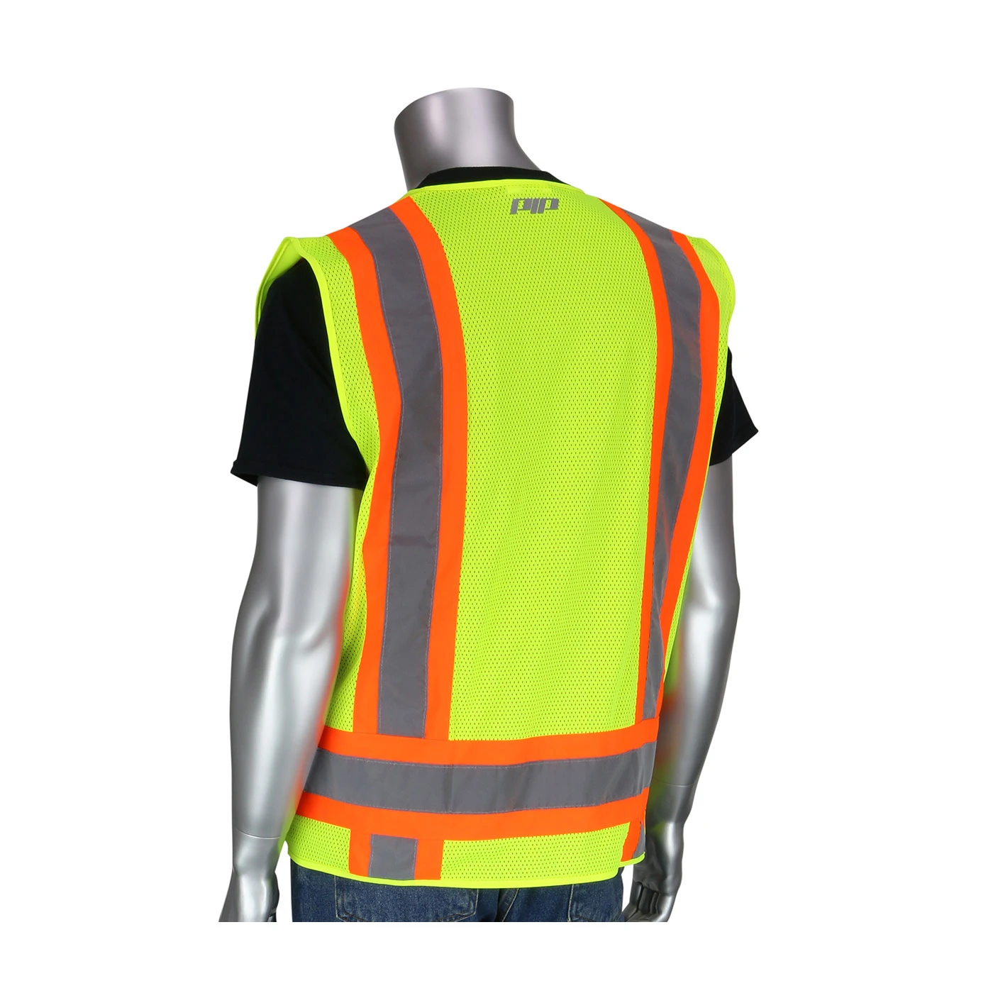 ANSI Type R Class 2 Two-Tone Eleven Pocket Mesh Surveyors Vest  #302-0500M-Logo (Logo Included) - Image 2