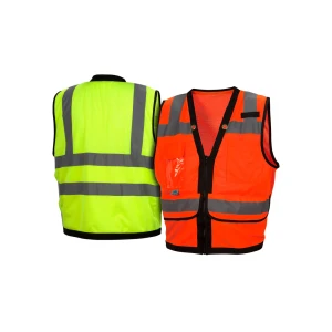 Vests RVZ28 Series- Hi-Vis Lime/ Orange with Black Trim and Zipper #RVZ28