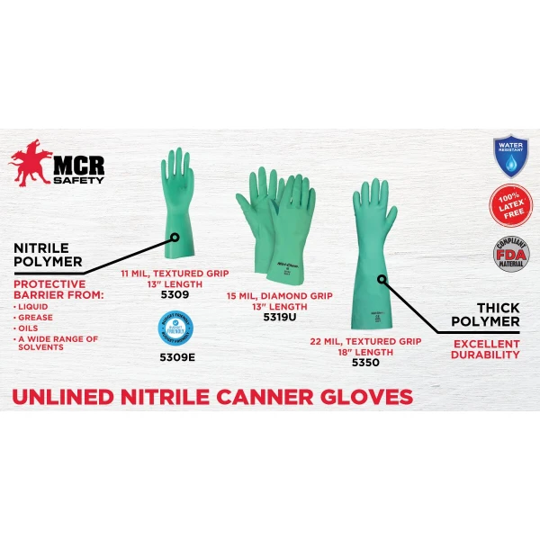 Nitri-Chem™ Unlined Green Nitrile Gloves, Large, 1 DZ #5309 - Image 2
