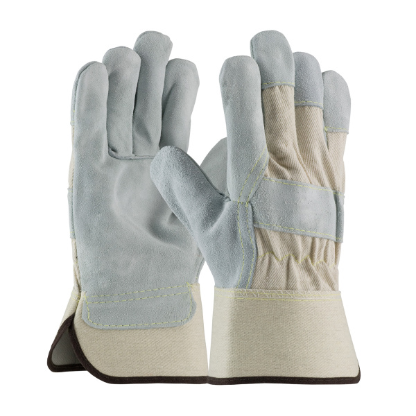 Heavy Premium Split Cowhide Leather Palm Glove with Canvas Back and Aramid Stitching - Rubberized Safety Cuff, 1 DZ #80-8800