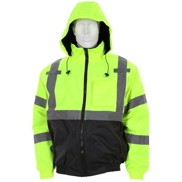 Two Tone Value Bomber Quilted Rain Jacket with Silver Reflective Stripes, Type R Class 3, 1 EA #VBBQCL3