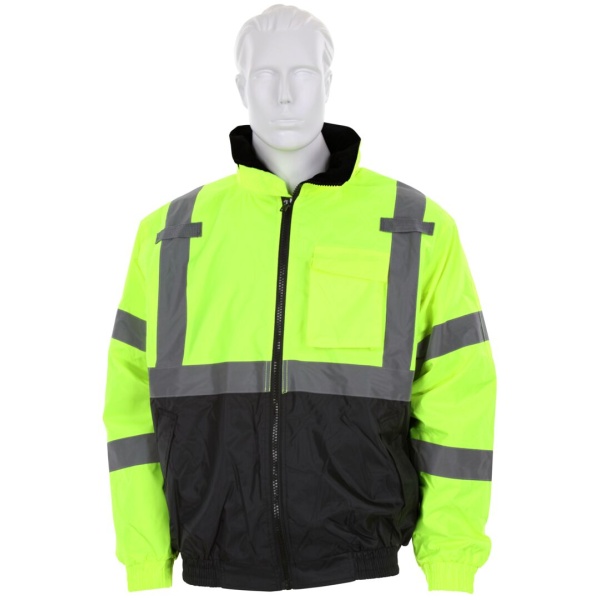 Two Tone Value Bomber Quilted Rain Jacket with Silver Reflective Stripes, Type R Class 3, 1 EA #VBBQCL3 - Image 2