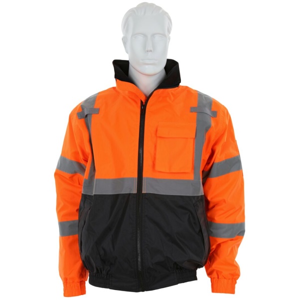 Two Tone Value Bomber Quilted Rain Jacket with Silver Reflective Stripes, Type R Class 3, 1 EA #VBBQCL3 - Image 5