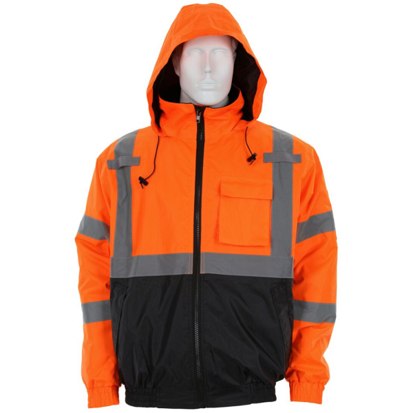 Two Tone Value Bomber Quilted Rain Jacket with Silver Reflective Stripes, Type R Class 3, 1 EA #VBBQCL3 - Image 10