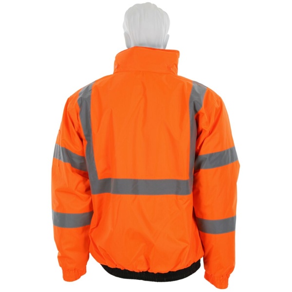 Two Tone Value Bomber Quilted Rain Jacket with Silver Reflective Stripes, Type R Class 3, 1 EA #VBBQCL3 - Image 11