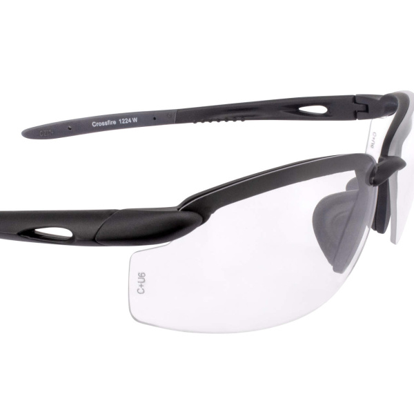 Crossfire ES5W Premium Safety Eyewear, Matte Black Frame, Clear Lens, 1 DZ #1224W - Image 3