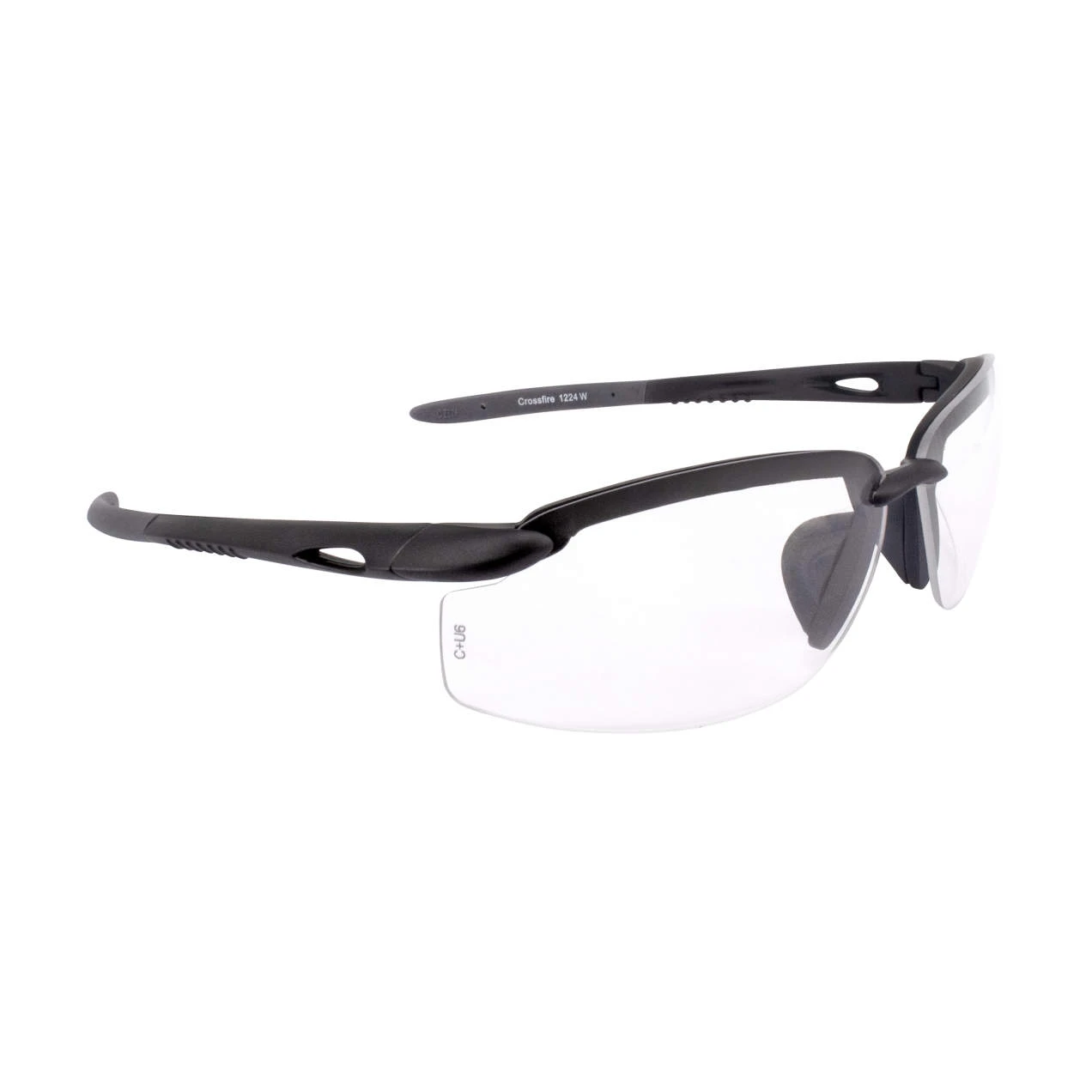 Crossfire ES5W Premium Safety Eyewear, Matte Black Frame, Clear Lens, MOQ 12, #1224W