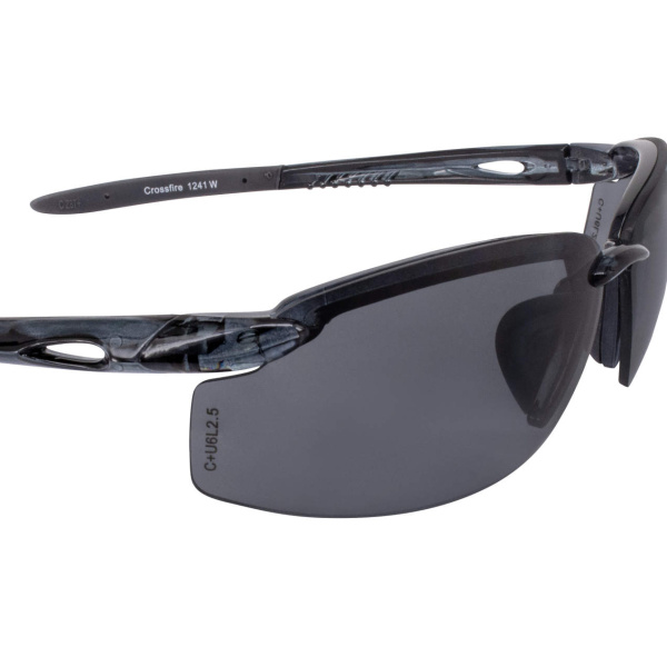 Crossfire ES5W Premium Safety Eyewear, Crystal Black Frame, Smoke Lens, 1 DZ #1241W - Image 3