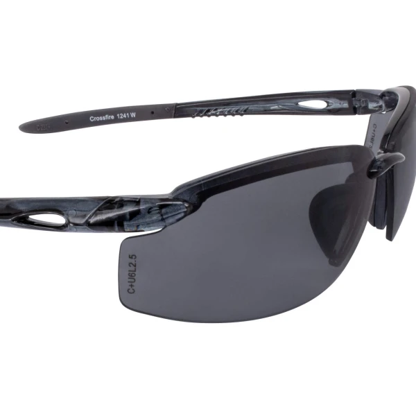 Crossfire ES5W Premium Safety Eyewear, Crystal Black Frame, Smoke Lens, MOQ 12, #1241W - Image 3