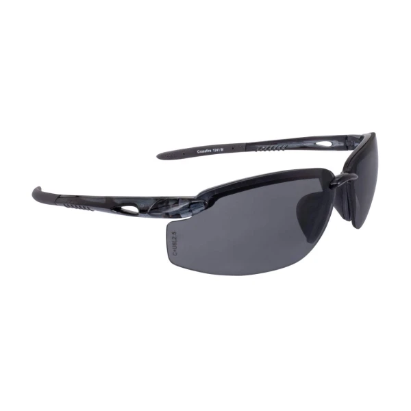 Crossfire ES5W Premium Safety Eyewear, Crystal Black Frame, Smoke Lens, MOQ 12, #1241W - Image 4