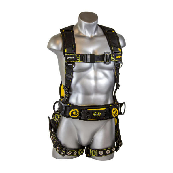 Cyclone Construction Harness Black/Yellow, PT chest /TB leg / TB waist belt / Side D-rings / Size XL, 1 EA #21066