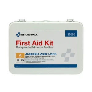 25 Person First Aid Kit, ANSI 2015 Class A,  Metal Case #90560