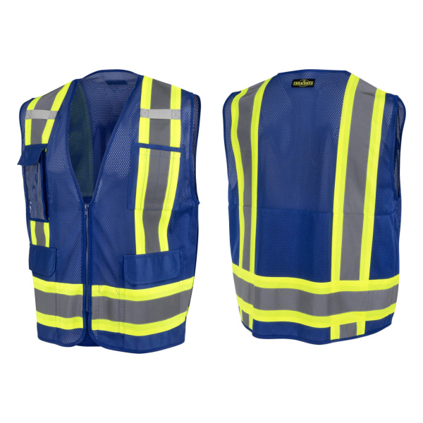 Radians SV6P-1 Type O Class 1 Mesh Surveyor Vest, Blue, 1 EA #SV6P-1