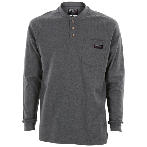 FR Long Sleeve Henley Gray #H1G(2X-5X)