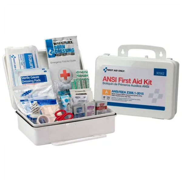 25 Person First Aid Kit, ANSI 2015 Class A,  Plastic Case #90562