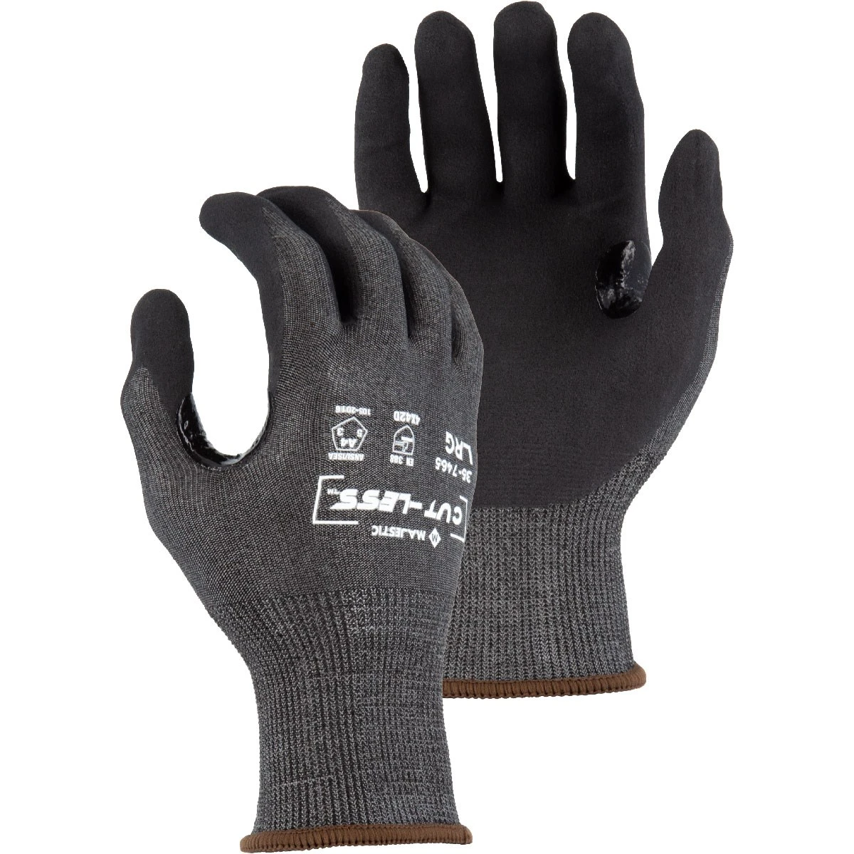Cut-Less Korplex Glove with Foam Nitrile Palm, 18g, ANSI A4, 1 DZ #35-7465