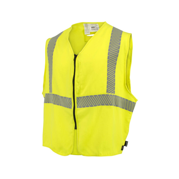 5.7 oz Class 2 AR/FR Vest with Segmented Reflective Tape, Hi-Vis Green, 1 EA #SV99A-2SZGSFR-(M-XL) - Image 2