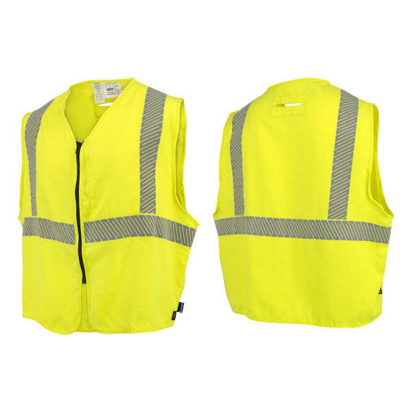 5.7 oz Class 2 AR/FR Vest with Segmented Reflective Tape, Hi-Vis Green, 1 EA #SV99A-2SZGSFR-(M-XL)