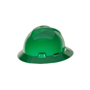 V-Gard Slotted Full-Brim Hat, Green, w/Fas-Trac III Suspension , 1 EA #475370