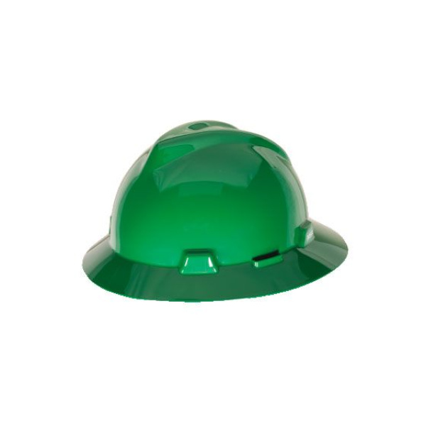 V-Gard Slotted Full-Brim Hat, Green, w/Fas-Trac III Suspension , 1 EA #475370