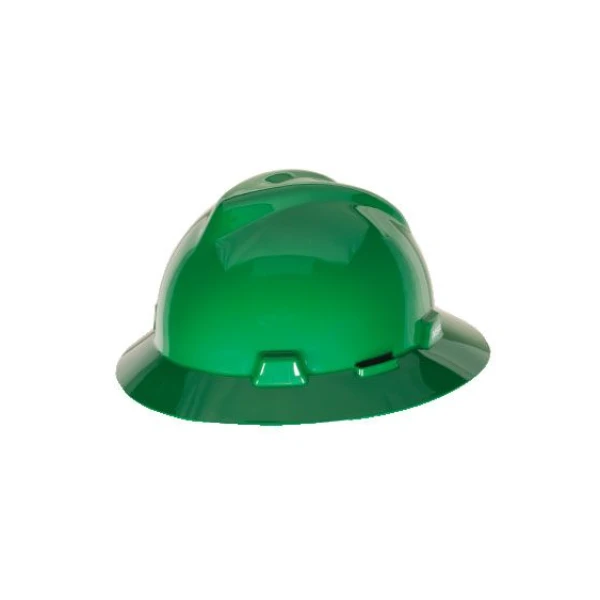 V-Gard Slotted Full-Brim Hat, Green, w/Fas-Trac III Suspension , 1 EA #475370-Logo (Logo Included)