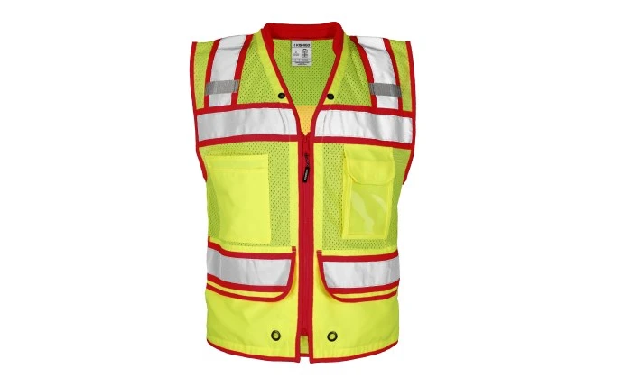 Class 2 Color Contrast High Performance Surveyors Vest, Lime/Red , 1 EA #S5043