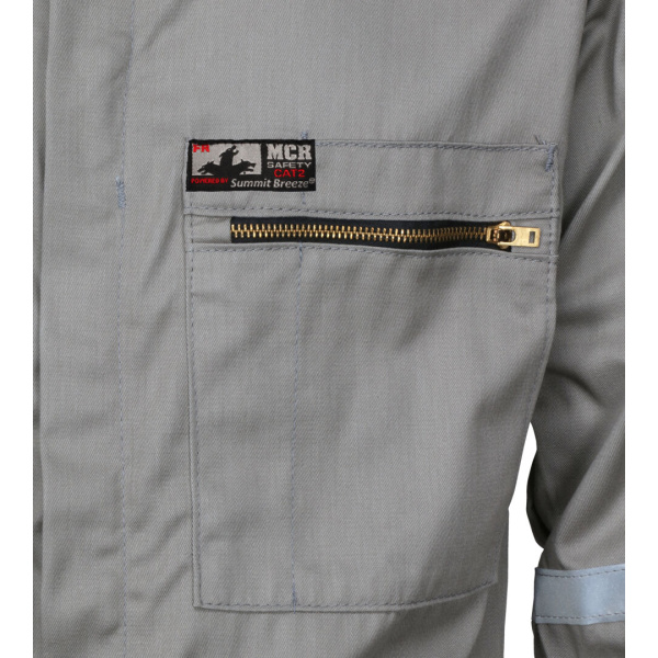 Summit Breeze® Flame Resistant (FR) Coverall - Gray 7-ounce Cotton Material, Chest Size (38 - 50), 1 EA #SBC2011 - Image 6