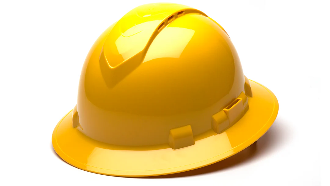 Ridgeline® Full Brim Vented hard Hat, Yellow, 1/EA, #HP54130V
