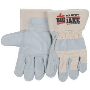 Big Jake® Series - Double Leather Palm and Fingers Work Gloves - Premium A+ Grade Split Side Leather, 1/DZ #1715