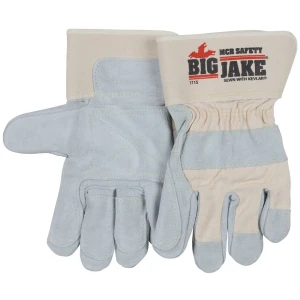 Big Jake® Series - Double Leather Palm and Fingers Work Gloves - Premium A+ Grade Split Side Leather, 1/DZ #1715