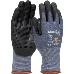 MAXICUT ULTRA DT BLUE ENG YARN, BLK NITRILE MICROFOAM DOTTED GRIP, A3, MOQ 12 #44-3445