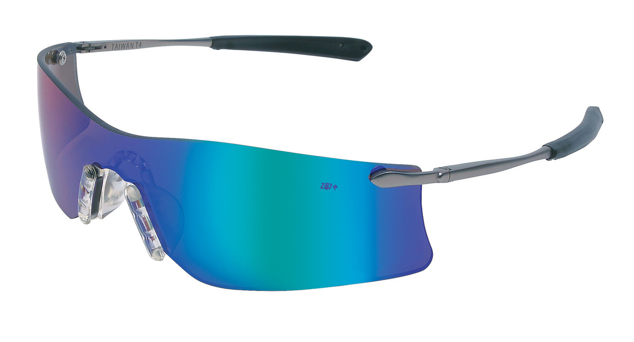 Rubicon® T4 Series Safety Glasses, Curved Frameless Lens Design, Soft TPR Nose Piece, Resilient Spring Hinge Temples for Comfortable Fit, MOQ 12 #T411G