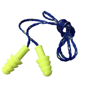 ENCOREâ„¢ YELLOW REUSABLE TPR EAR PLUGS, YELLOW/BLUE TEXTILE CORD, NRR 27 DB, 100 PR/BOX #EPRC01