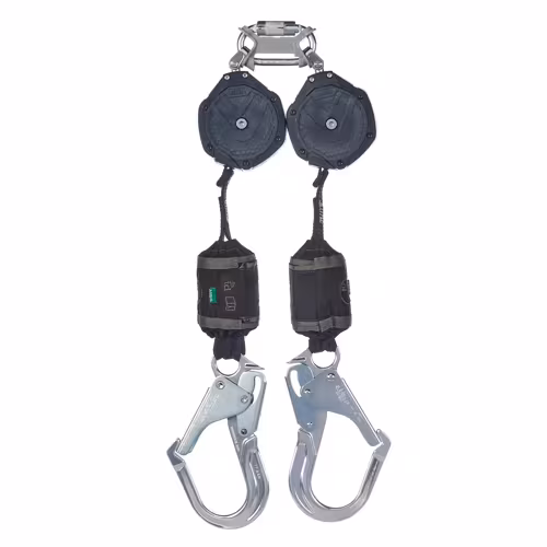 V-SHOCK PFL, 6', twin-leg, AL36CL large aluminum snaphooks, twin link triple action carabiner (top), ANSI Z359.14, 1EA #VSOHW-012-QA-A - Image 2