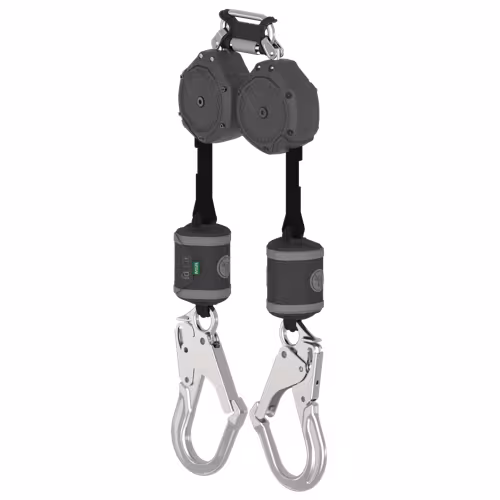 V-SHOCK PFL, 6', twin-leg, AL36CL large aluminum snaphooks, twin link triple action carabiner (top), ANSI Z359.14, 1EA #VSOHW-012-QA-A