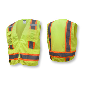 Two Tone Surveyor Type R Class 2 Solid/Mesh Safety Vest - Green, 1/EA #SV6G