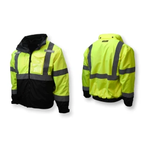 SJ210B Three-in-One Deluxe High Visibility Bomber Jacket - Green/Black Bottom, 1/EA #SJ210B-3ZGS