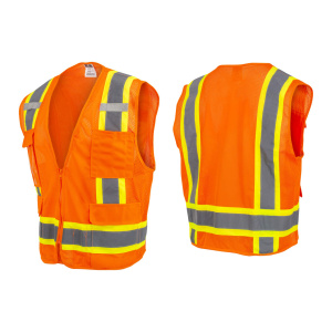 Two Tone Surveyor Type R Class 2 Mesh Safety Vest - Orange, #SV6-2ZOM