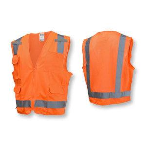 Surveyor Type R Class 2 Solid/Mesh Safety Vest - Orange, #SV7O