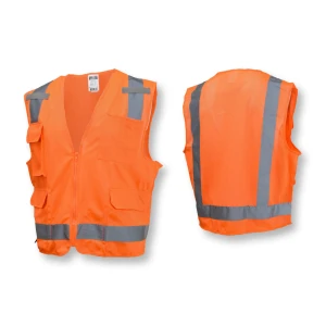 Surveyor Type R Class 2 Solid/Mesh Safety Vest - Orange, #SV7O