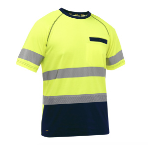 Bisley Essentials ANSI Type R Class 2 Short Sleeve T-Shirt with Navy Bottom, 1/EA  #312M1118T