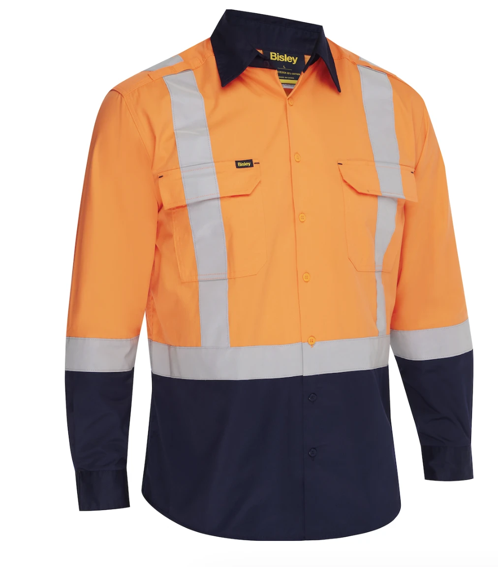 Bisley® Performance, Class 2 Long Sleeve Shirt, MEN'S, Hi-Vis Navy Bottom, 1/EA #312M6367H - Image 4