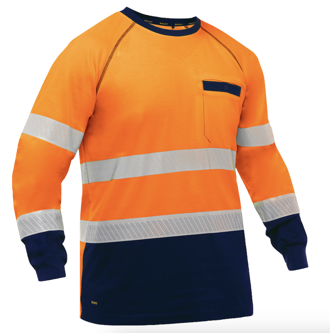 Bisley Essentials ANSI Type R Class 3 Long Sleeve Shirt with Navy Bottom, 1/EA #313M6118T-Logo (Logo Included) - Image 2