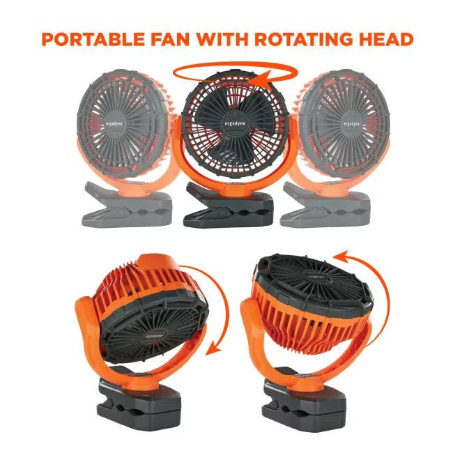 Chill-Its 6090 Rechargeable Portable Jobsite Fan, Orange, 1/EA #12800 - Image 6