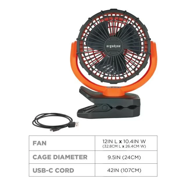 Chill-Its 6090 Rechargeable Portable Jobsite Fan, Orange, 1/EA #12800 - Image 9