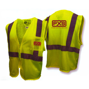 SV25 Economy Class 2 Self-Extinguishing Mesh Safety Vest with Zipper - Green , 1/EA #SV25-2ZGM-PXS/MMR (Logo Included)