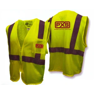 SV25 Economy Class 2 Self-Extinguishing Mesh Safety Vest with Zipper - Green , 1/EA #SV25-2ZGM-PXS/MMR (Logo Included)